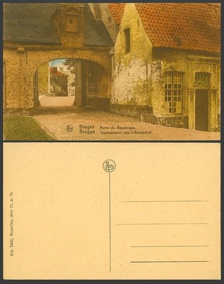 Belgien Brügge alte Farbpostkarte Porte du Beginenhof, Eingangstor, Brügge