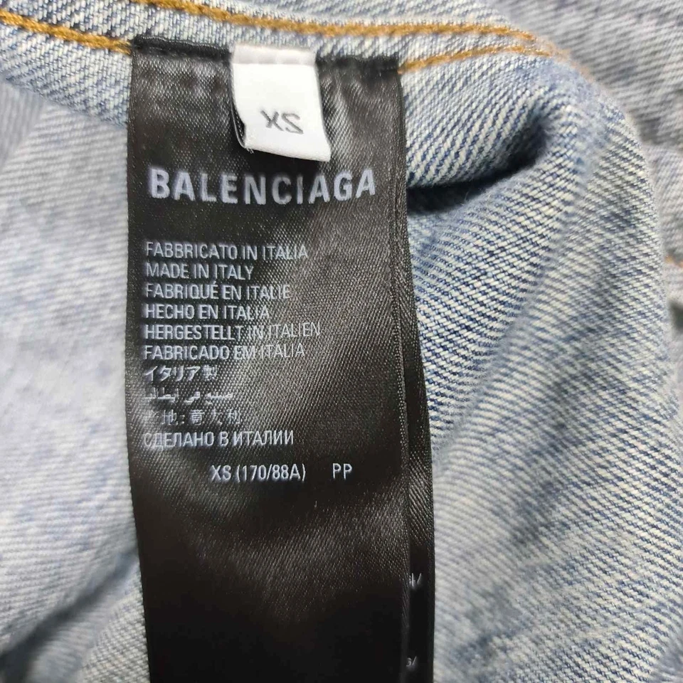 Balenciaga All-Over Logo Denim Oversized Jacket - XS - Image 4 of 4
