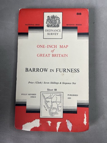 Barrow in Furness - 1955 - One Inch Map - Cloth Sheet 88 - OS Ordnance Survey - Picture 1 of 2