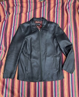 Couture by J Park Womens M Black Lamb Leather Jacket Paisley Lined Zip 