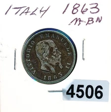 ITALY - 1 LIRE - 1863 M-BN - SILVER - #4506