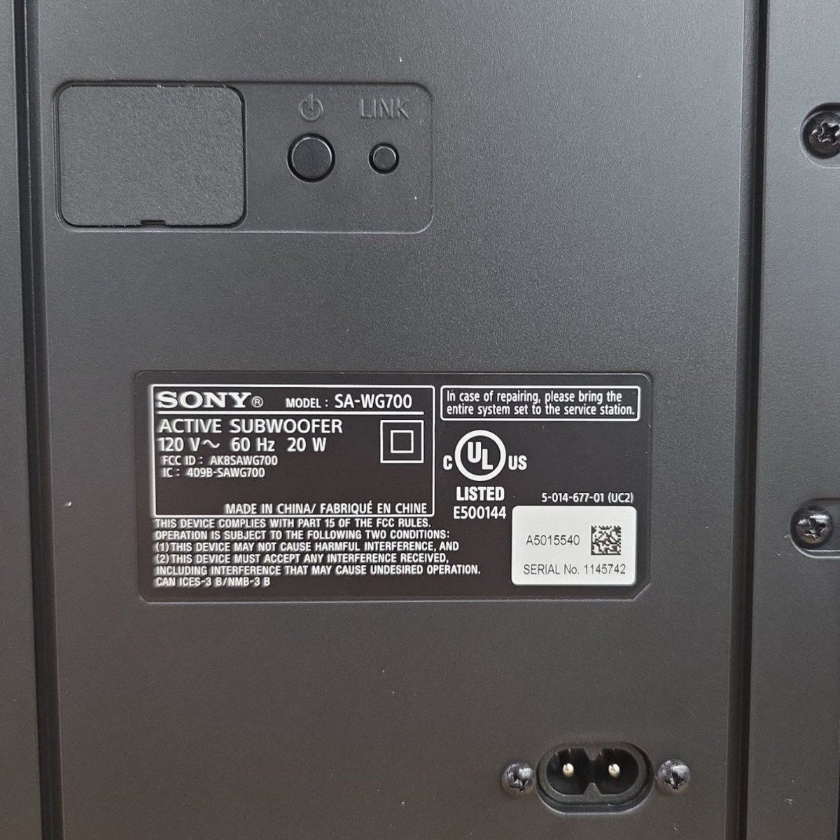Sony SA-WG700 Wireless Powered Subwoofer Only for HT-G700