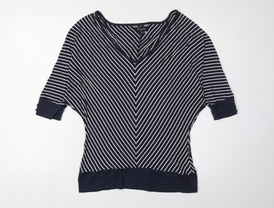 Jasper Conran Damen blau gestreift V-Ausschnitt Top, Größe 12