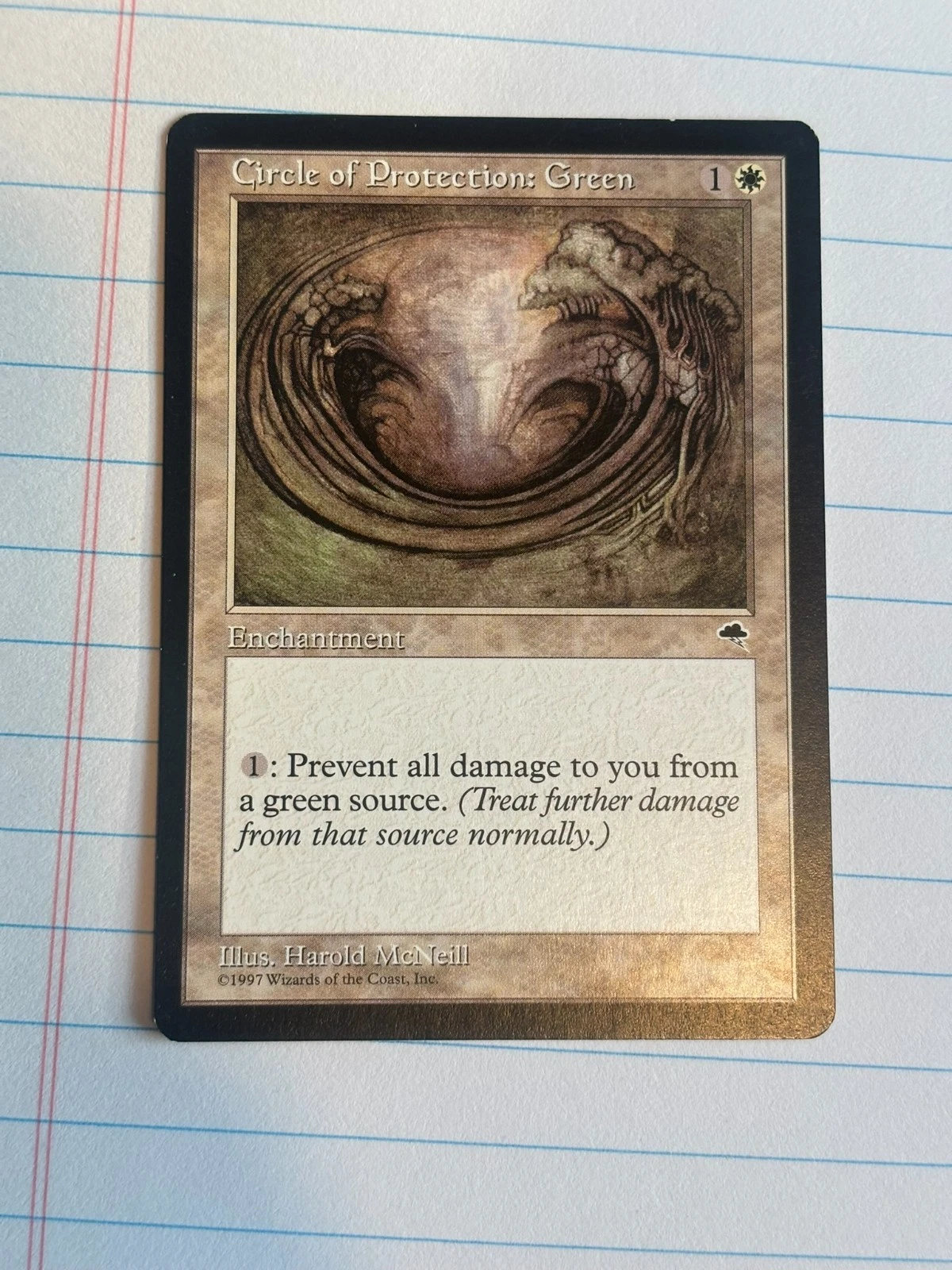 Circle of Protection: Green Tempest Magic the Gathering Card