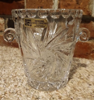 Genuine 24% Lead Crystal - Ice Bucket w/ Pinwheel Star - Hand Made in W. Germany