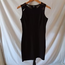 ABS Platinum Black Cocktail Dress Lace Back Size 8 Knee Length Sleeveless  Tank