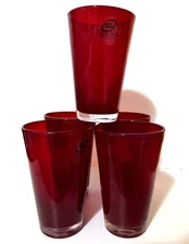 Set of 5 Ruby Red Drinking Glass Tumblers 5.5" The Cellar Macy's NEW WITH TAGS