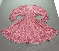 Women's Fit & Flare Dress XL Floral Cottagecore Occasion Ditzy Indie Lounge Red