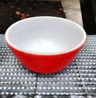 Red 7" Pyrex Primary Red Mixing Bowl Early 1940s TM REG Mark US Pat 1.5qt