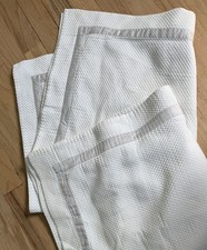 2 MATOUK Mayfair Diamond Pique EURO Shams White/Silver Ribbon