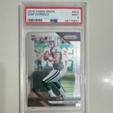 Panini 2018 Prizm Sam Darnold Rookie #203 PSA 9 New York Jets Football Card. rookie card picture