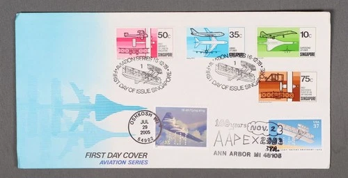 MayfairStamps Singapore FDC 1978 Aviation Series Nakano Perfin US Mixed Frank Fi