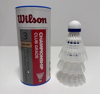 3 Wilson Championship Badminton Shuttlecocks Bright White Nylon Cork Base