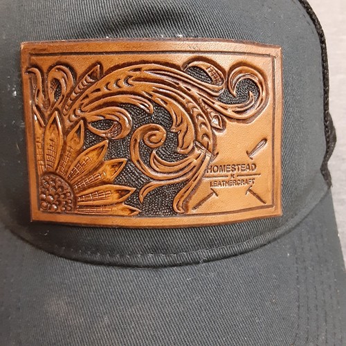 Calcutta Hat Homestead Leather Craft Fishing Cap OSFM Vented Adjustable BLK/BRWN