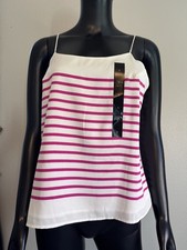 Banana Republic White Pink Striped Spaghetti Strap Blouse Size S - NWT