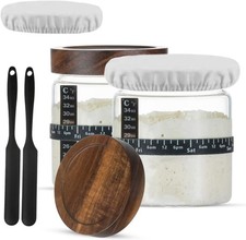 Sourdough Starter Jar Kit - Pack of 2, 35oz Wide Mouth Glass Jars for Sourdough