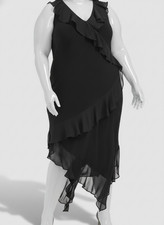 Tommy Hilfiger Women's Black Ruffled Midi Dress Plus Size 16W