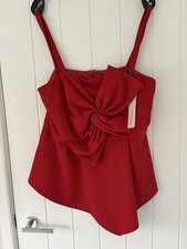 Women’s Brand New Red Bow Detail Sleeveless Top By Roman Size 16