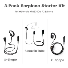[3-Pack] Two-Way Radio Earpieces Set for Motorola XPR3300, XPR3500e, DP2600, R5