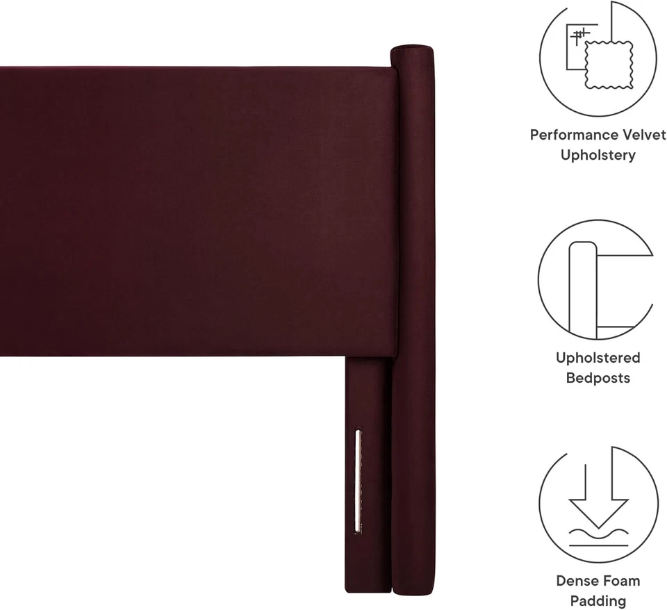 Cabecero Tapizado Completo Rael con Pilares en Morera - Cabecero Terciopelo - St Foto 3 de 4