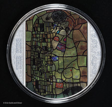 2023 Ghana Stained Glass Art "The Kiss" 2 oz Silver Antique Finish in OGP 90.99 per troy oz