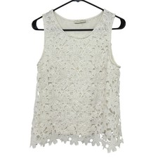 Fairy Lace Tank Top Floral Crochet Sleeveless Ivory Boho Cottagecore Romantic