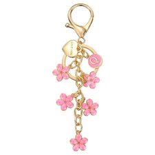 Initial Letter Keychain, Cute Flower Letter-Q Keychains for Women Girls Pink