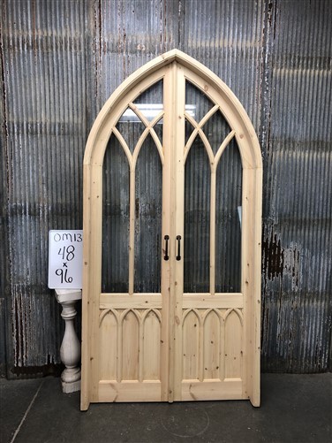 Arched French Double Door (48x96) 5 Pane Glass Door European Styled w Jamb OM13