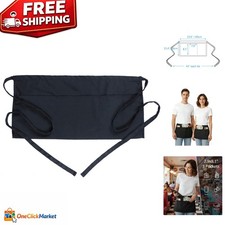 Machine Washable Black Apron with 3 Pockets - Ideal for Hospitality  Cooking