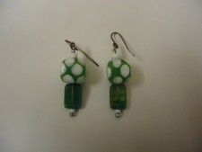 Designer Fashion Earrings Drop/Dangle Female Adult Green/White/Silver