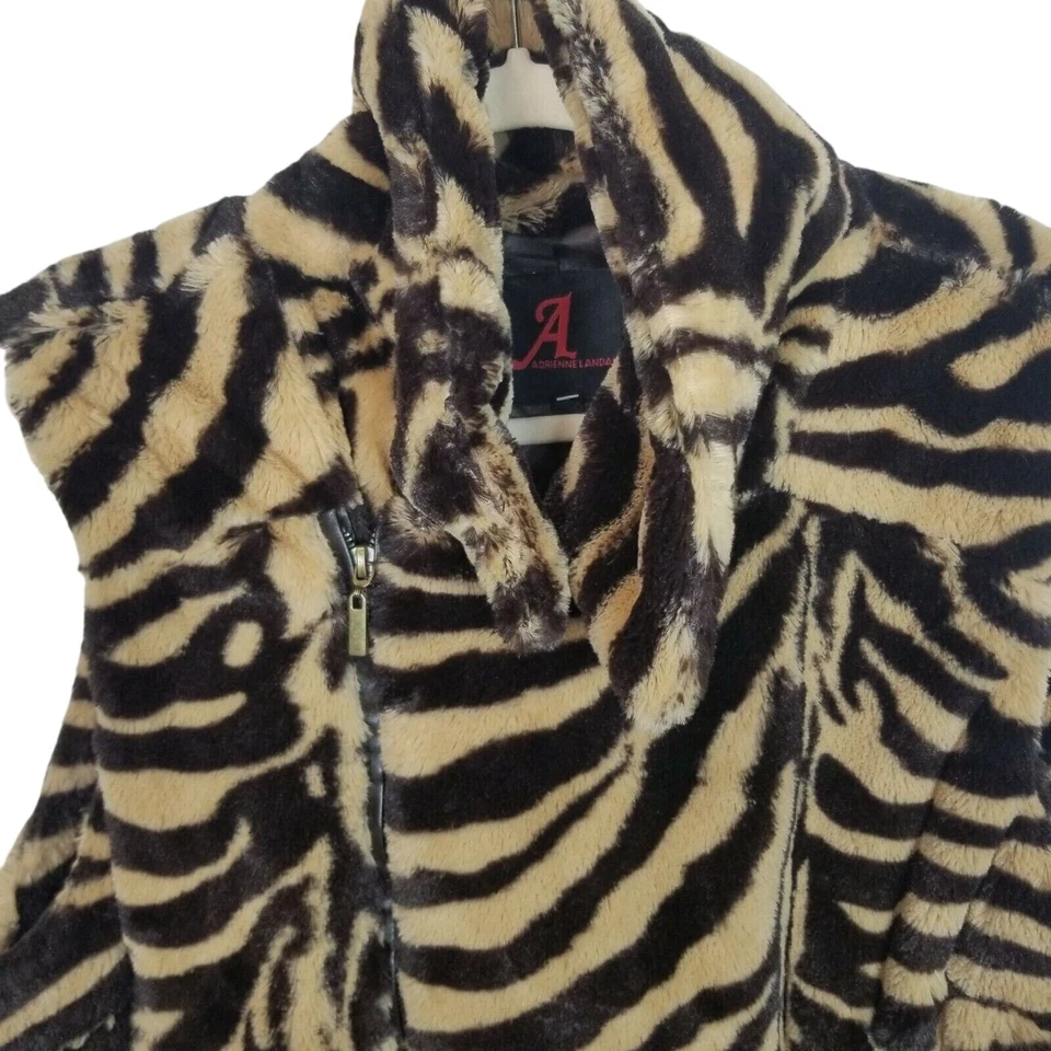ADRIENNE LANDAU Mujeres Imitación Piel Leopardo Estampado Animal Chaleco Cremallera Completa Mob Esposa 1X  Foto 2 de 4