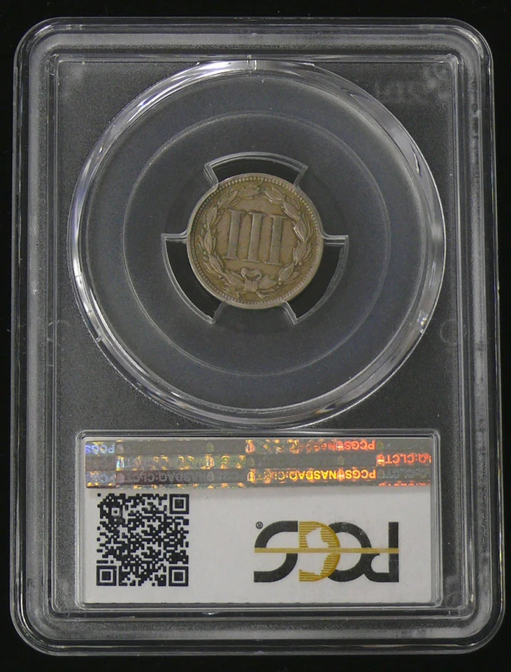 1868 vf-30 THREE (3) CENT NICKEL - BETTER DATE - PCGS GRADED, SEE PICTURES - Image 2 of 2
