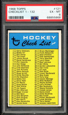 1968-69 TOPPS NHL HOCKEY #121 Checklist Unmarked (1-132) Graded PSA 6 EX-MT Card