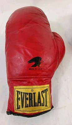 Vintage Everlast 14oz Laceless Leather Boxing Gloves - Red, Made