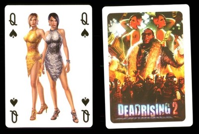 1 x Spielkarte Single Dead Rising 2 - Amber & Crystal Bailey - Queen of Spades