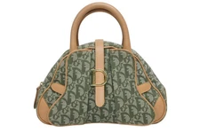 CHRISTIAN DIOR DOUBLE SADDLE BAG HANDBAG PZ0901 TROTTER CANVAS KHAKI WOMEN'S F/S