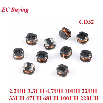 50pcs CD32 SMD Power Inductor Assorted 2.2-220UH Wire Wound