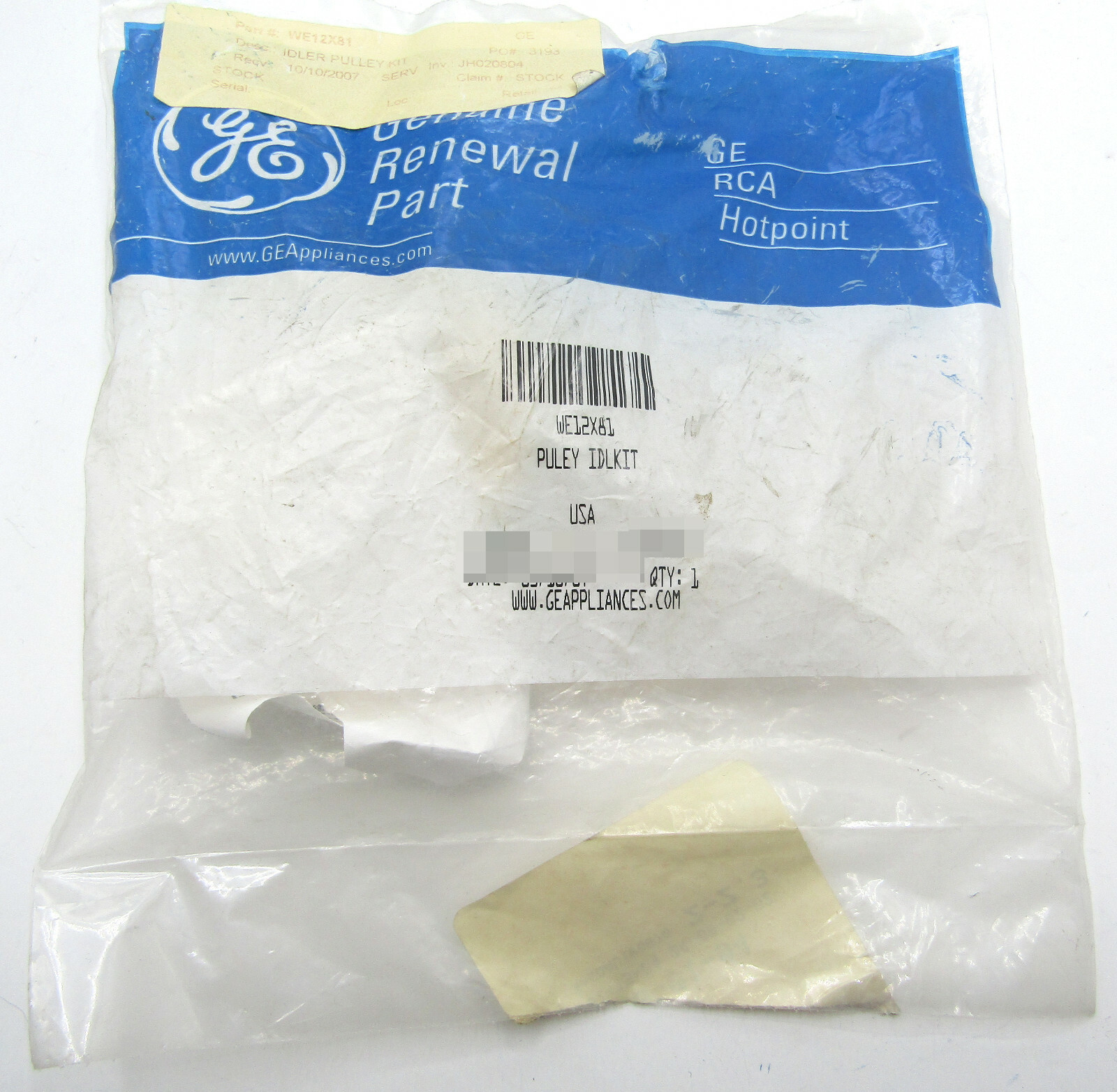 NEW WE12X81 GENUINE GE DRYER IDLER PULLEY KIT OEM ***FREE 1 YEAR