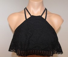 NWT Hula Honey Swimsuit Bikini Top Sz M Crochet Black