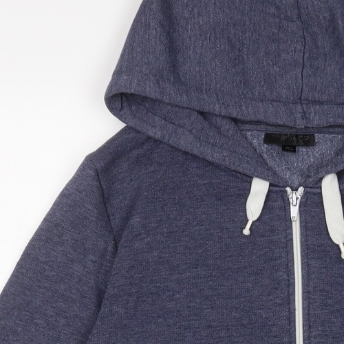 Topshop Womens Blue Cotton Full Zip Hoodie Size 14 Zip - Picture 5 of 10