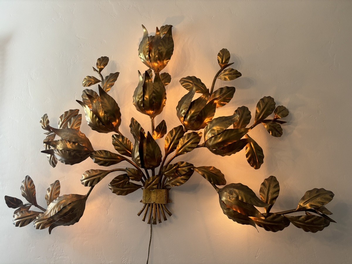 Extremely Rare Original Hans Kogl Gold Leaf Wall Sconce