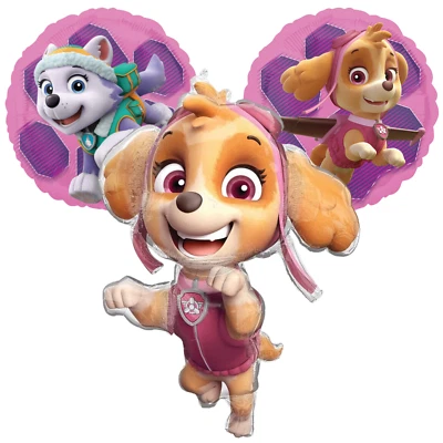 Skye and Everest Balloon Set of 3 Paw Patrol Balloons For a Kids Birthday Party