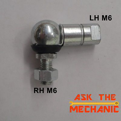 M6 Kugelgelenk & Muffe Gelenk LINKSGEWINDE 10mm Kugel Motorrad Getriebe Gestänge x1 HL
