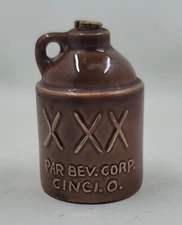 Mini Ceramic Whiskey Jug  - XXX PAR BEV. CORP. CINCI. O. - Crock