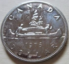 1976 Canada Canoe Nickel Dollar Coin. Canadian $1 Dollar Voyageur