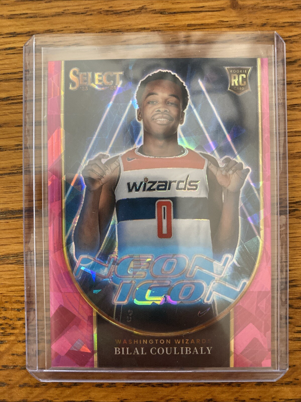 2023 Panini Select Bilal Coulibaly Rookie Neon Icon Pink Ice Prizm /99 Wizards