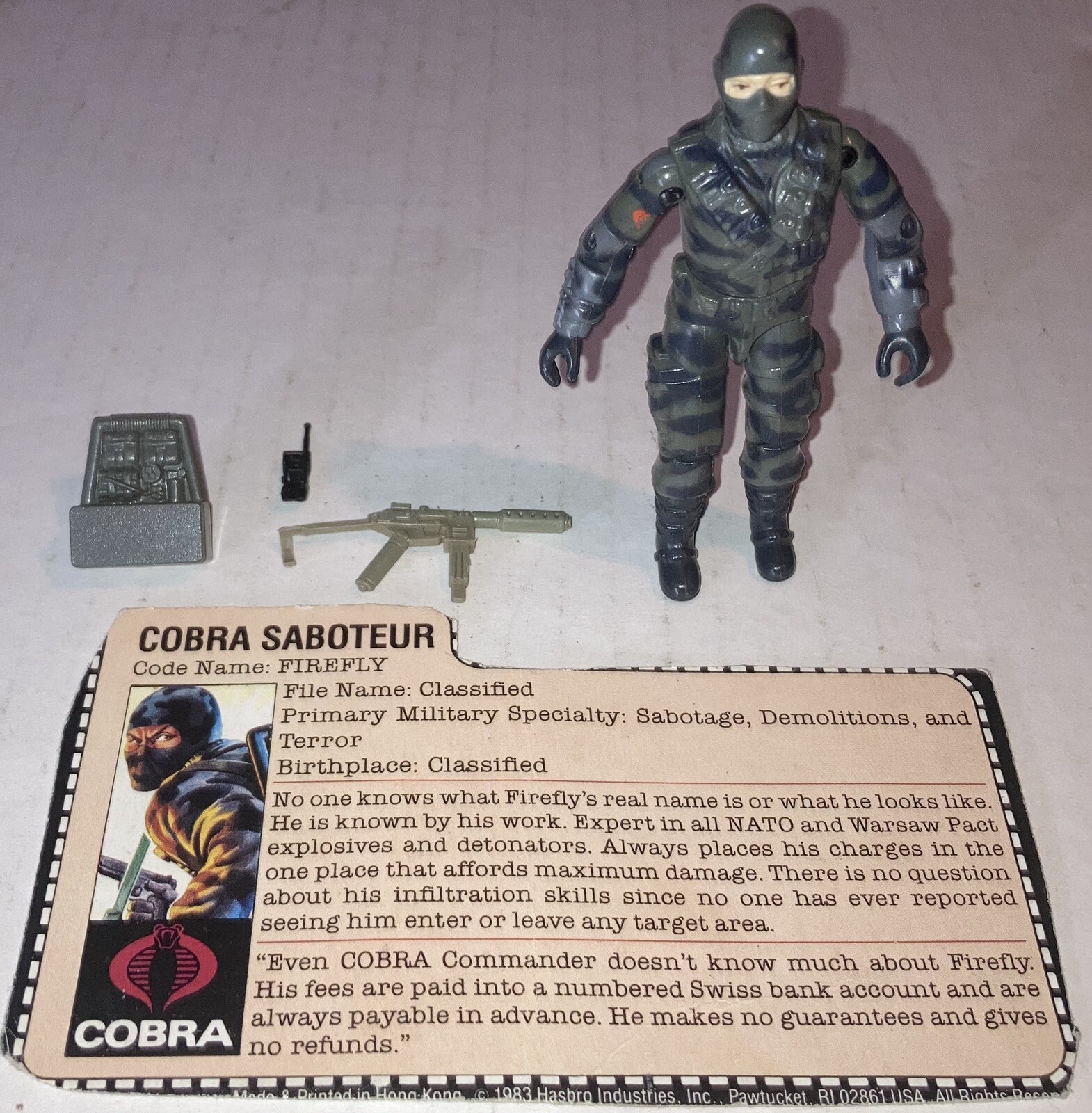 1984 Hasbro GI Joe Firefly Figure-complete W/FC-Black Radio