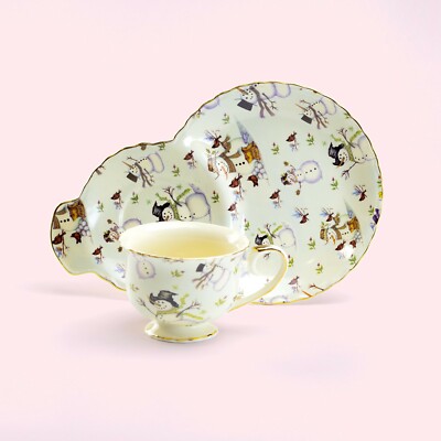 Grace Teaware Christmas Holiday Snowman Tea Snack Set
