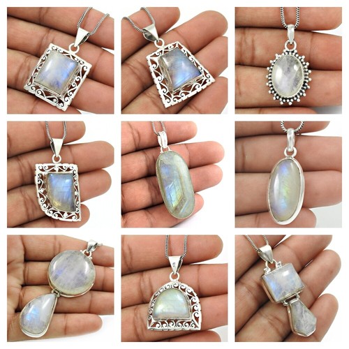 Silvershake Natural Rainbow Moonstone Pendant - 1.7 CT In 925 Sterling Silver With Celtic Knot Snowflake Design