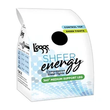 L'eggs Sheer Energy Compression Tights Medium Support - Small - Jet Black - 1 pc